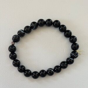 Black Onyx Beaded Stretch Bracelet